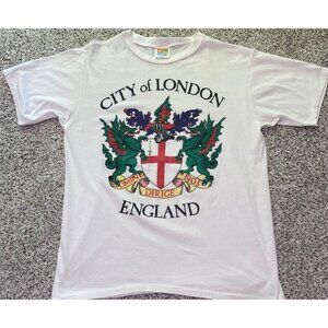 Vintage SPLASH TAG City of London England Crest Shirt Dragon White Shirt Large